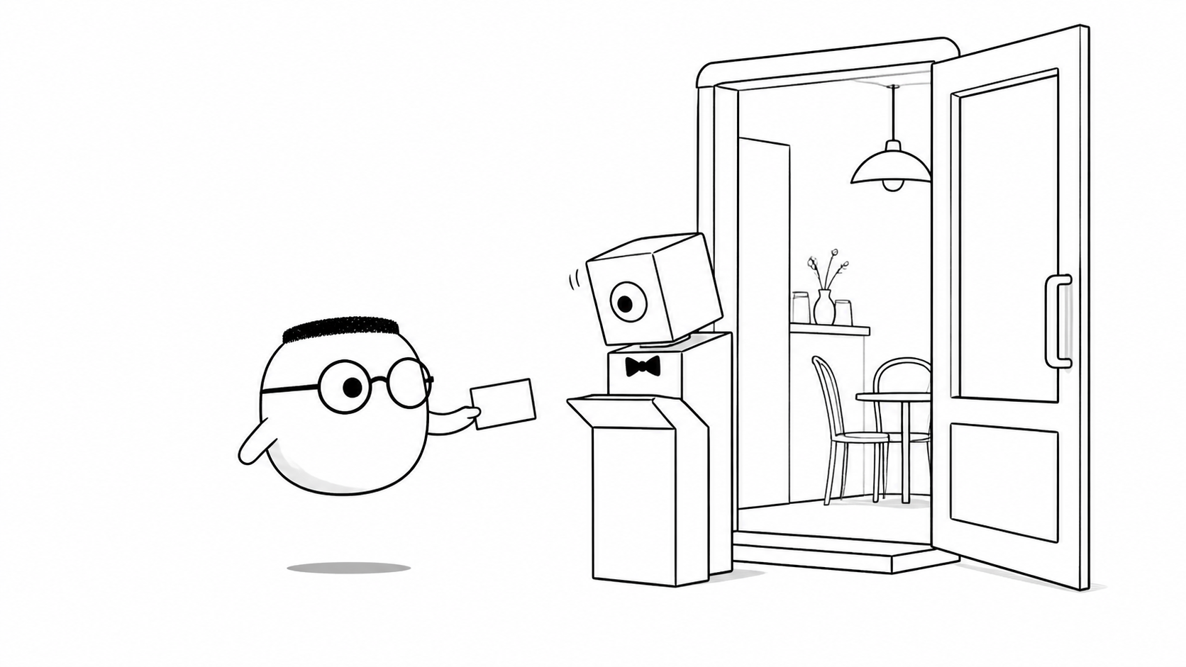 Kuka mengulurkan kartu kepada pelayan di pintu, pelayan mengangguk menyambut, dan pintu terbuka lebar.